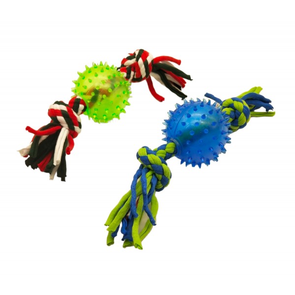 ΠΑΙΧΝΙΔΙ ΣΚΥΛΟΥ ΜΕ ΕΛΑΣΤΙΚΟ ΣΧΟΙΝΙ Κ' ΛΑΣΤΙΧΕΝΙΑ ΜΠΑΛΑ ΣΕ 2 ΧΡΩΜΑΤΑ 26CM